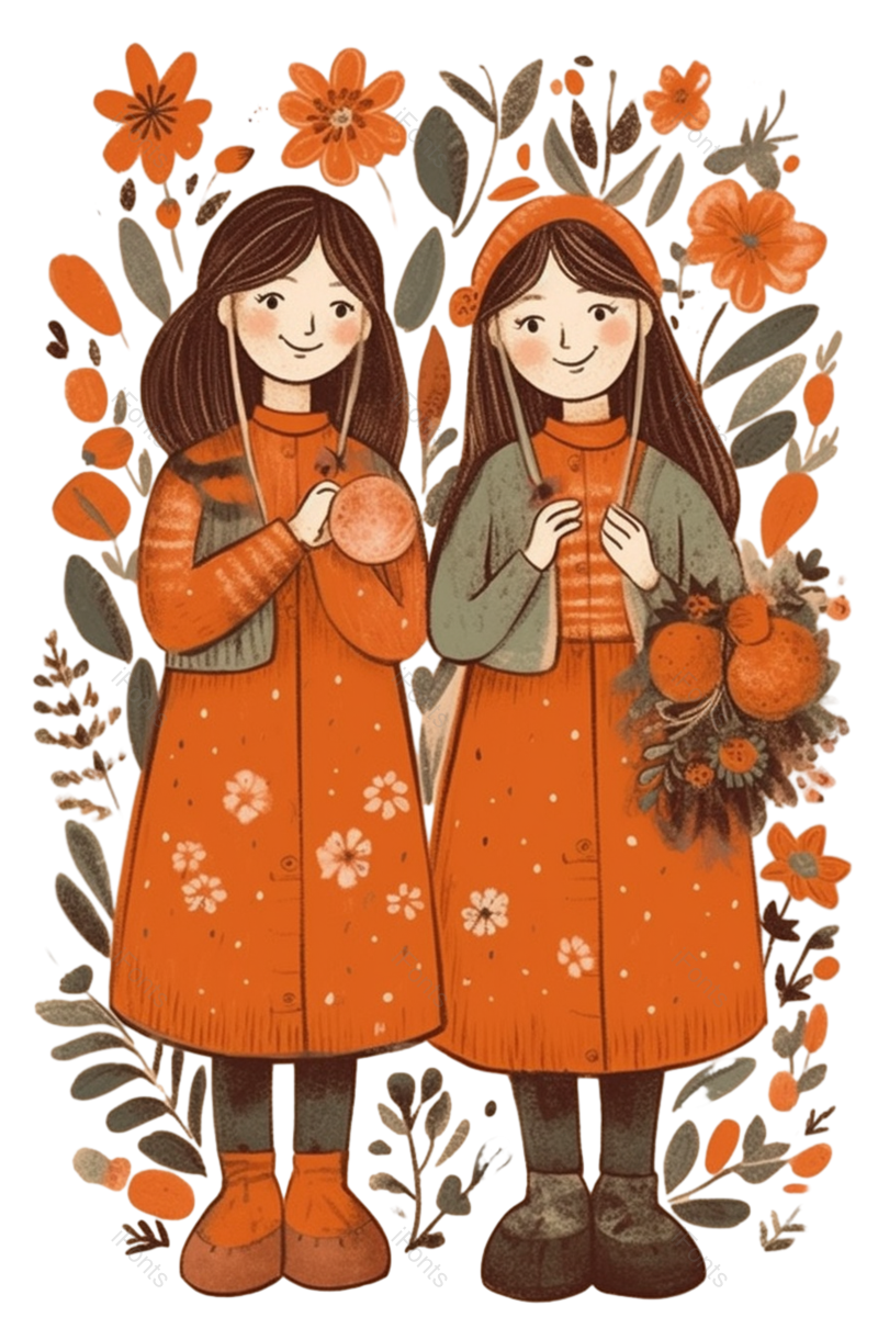 叶子图片,人物插画元素,插画人物PNG,人物免抠素材